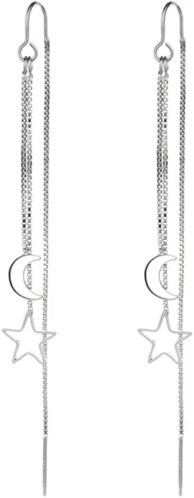 925 Sterling Silver Dangle Earrings with Charms Heart, Water drop, Moon, Star Long Drop Earring for Women Jewelry Gifts Hypoallergenic
