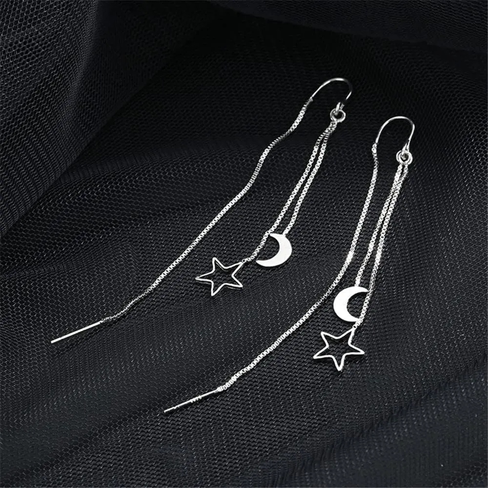925 Sterling Silver Dangle Earrings with Charms Heart, Water drop, Moon, Star Long Drop Earring for Women Jewelry Gifts Hypoallergenic