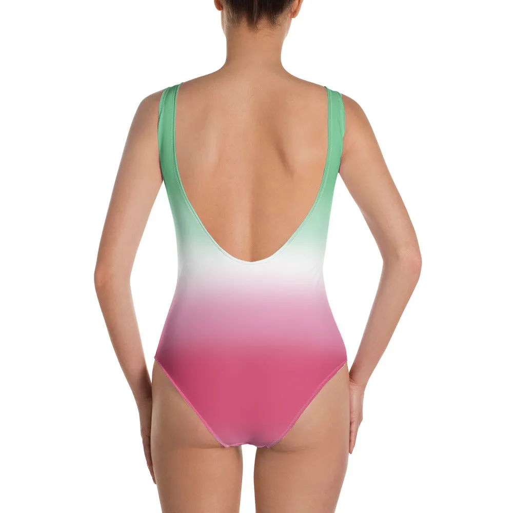 Abrosexual Pride Ombre Open-back Swimsuit