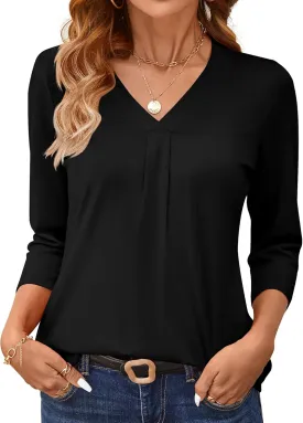 AKEWEI 3/4 Length Sleeve Womens Tops V Neck T Shirts Dressy Casual Basic Summer Tees 2025