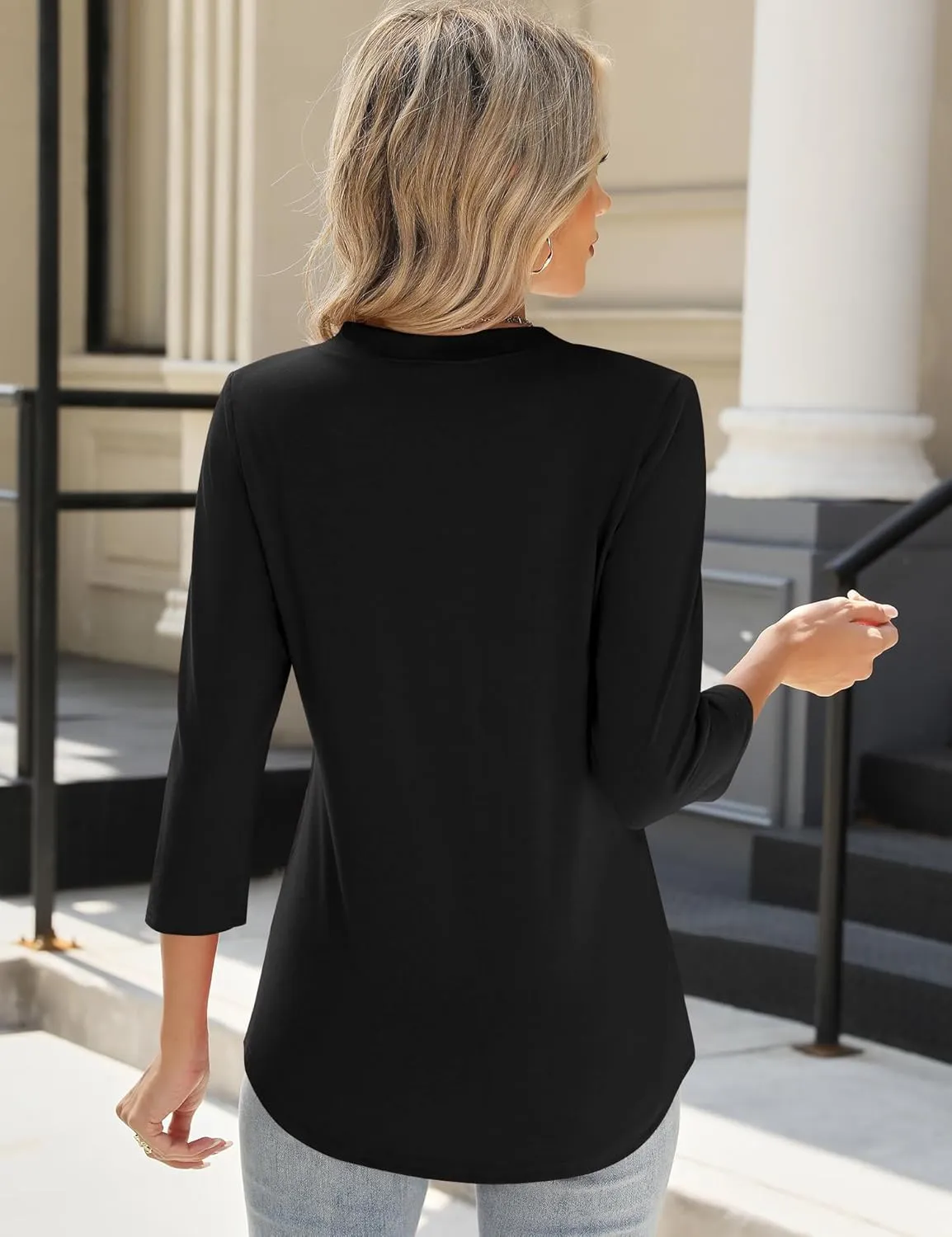 AKEWEI 3/4 Length Sleeve Womens Tops V Neck T Shirts Dressy Casual Basic Summer Tees 2025