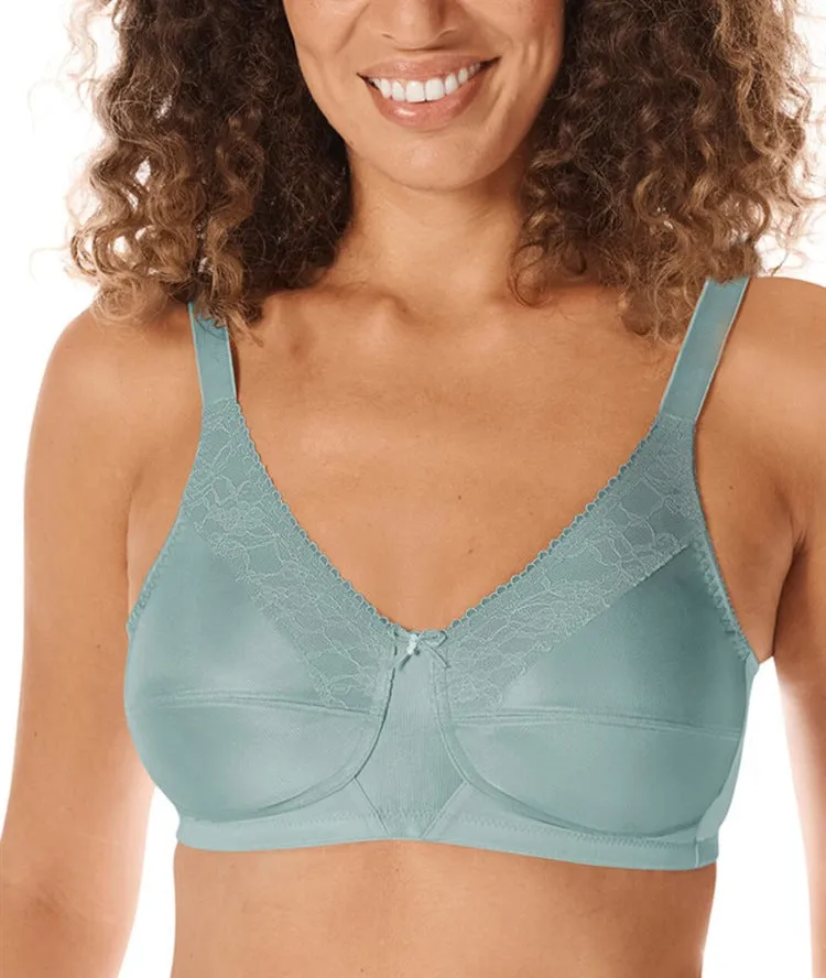 Amoena Nancy Non-Wired Bra - Dark Mint and Red