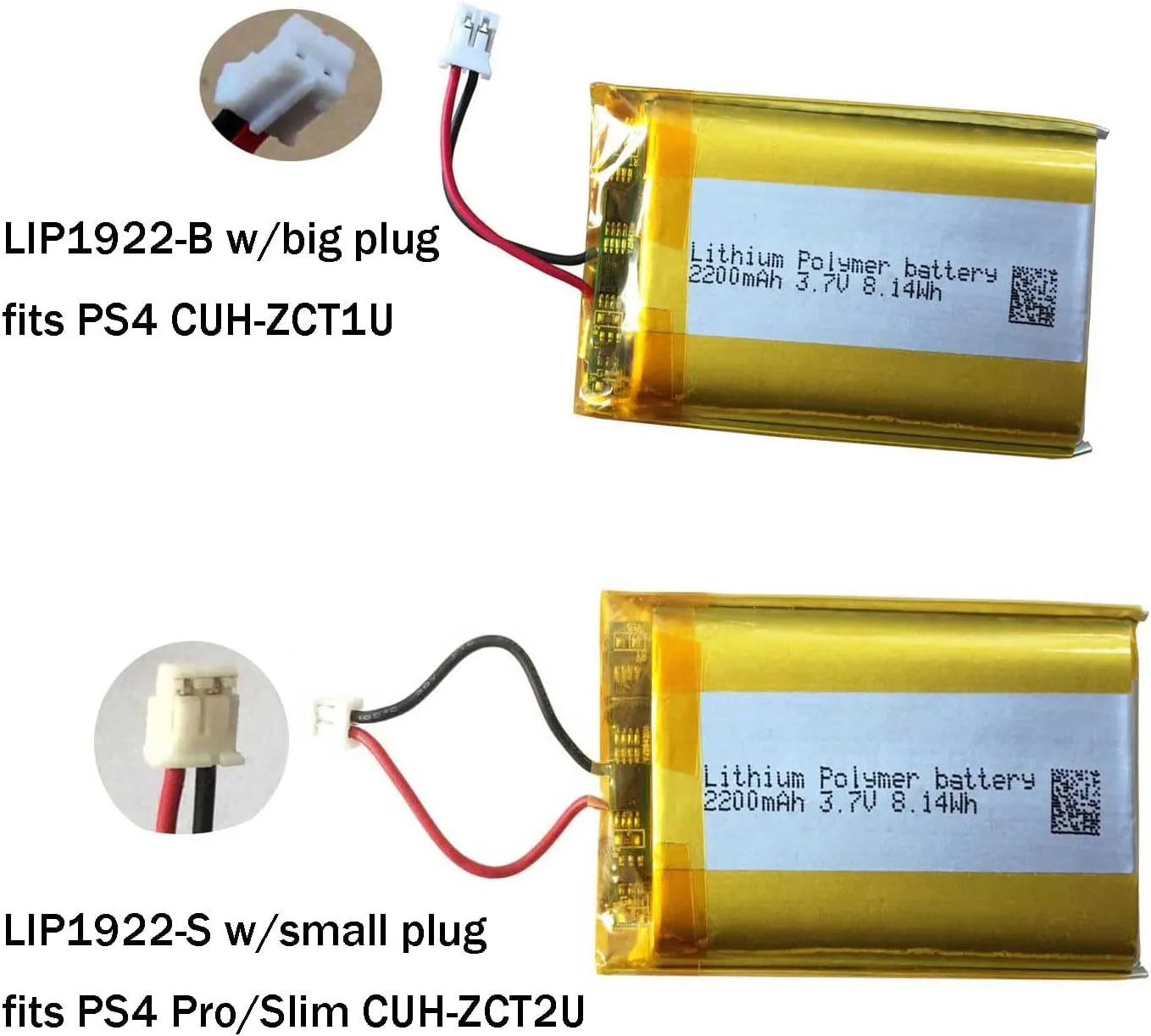 AOLIKES (Lip1922-B   Lip1922-S) 2200mAh Replacement Battery for Sony Ps4 Cuh-zct1u and Cuh-zct2u Wireless Controllers - Pack of 2