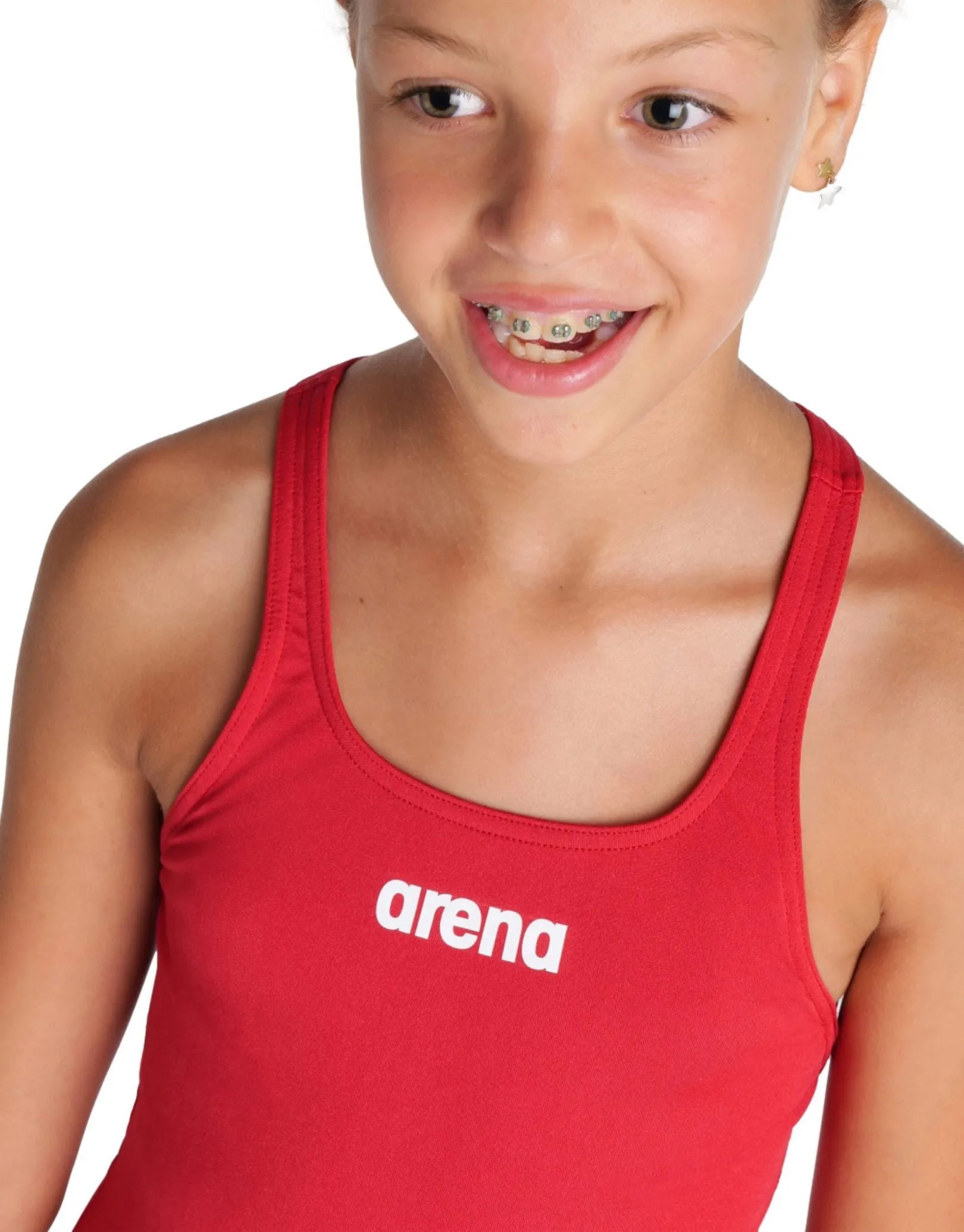 Arena Girls Team Swim Pro Solid Swimsuit - Red/White