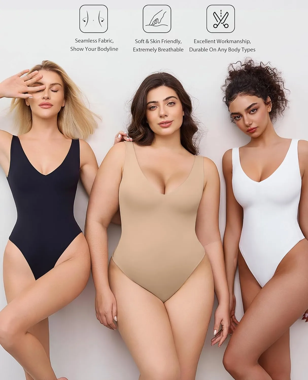 Avidlove Women's Sexy Plunge Deep V Neck Bodysuit Double Lined Sleeveless Thong Body Suit Leotard for Going Out Tank