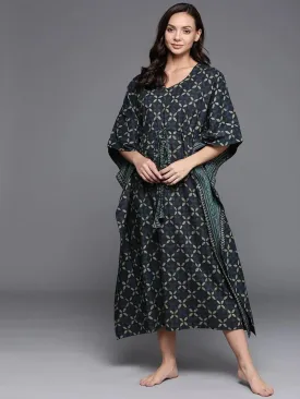 Blue Printed Cotton Nightdress