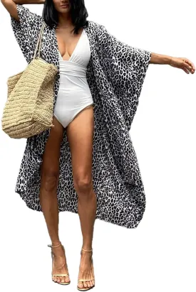 Bsubseach Stylish Tie Dye Open Front Long Kimono Swimsuit Cover Up for Women Swimwear Cover Ups