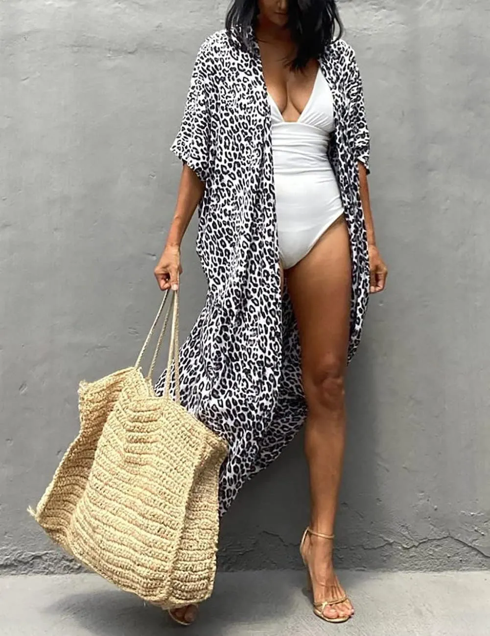 Bsubseach Stylish Tie Dye Open Front Long Kimono Swimsuit Cover Up for Women Swimwear Cover Ups