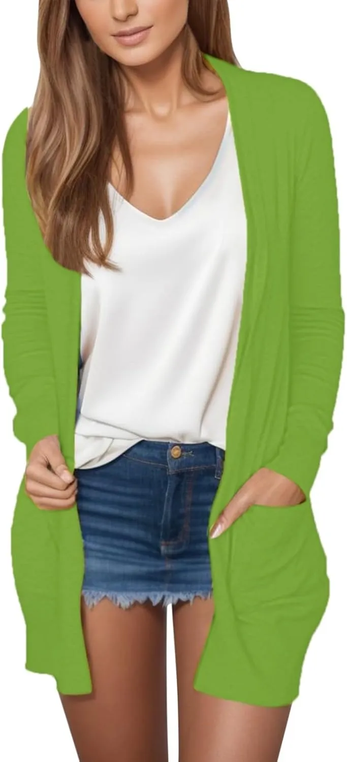 Cardigans for Women 2025 Trendy Summer Lightweight Open Front Solid Draped Duster Cardigan Plus Size Clothes