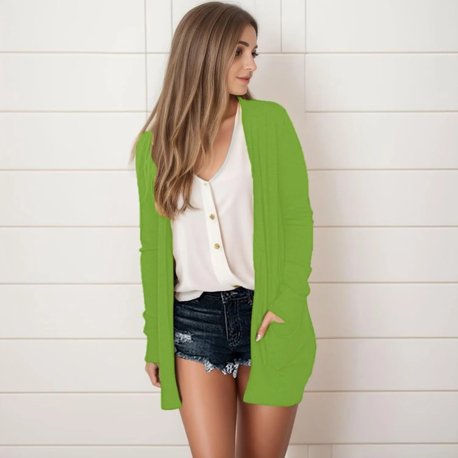 Cardigans for Women 2025 Trendy Summer Lightweight Open Front Solid Draped Duster Cardigan Plus Size Clothes