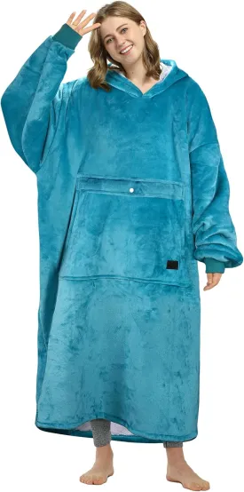 Catalonia Oversized Blanket Hoodie Sweatshirt, Wearable Sherpa Lounging Pullover for Adults Women Men