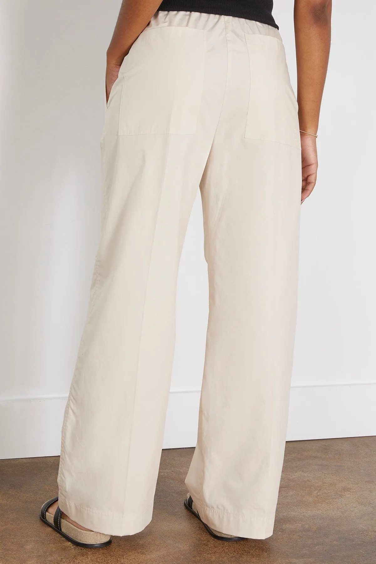 Cotton Drawstring Trousers in Stone