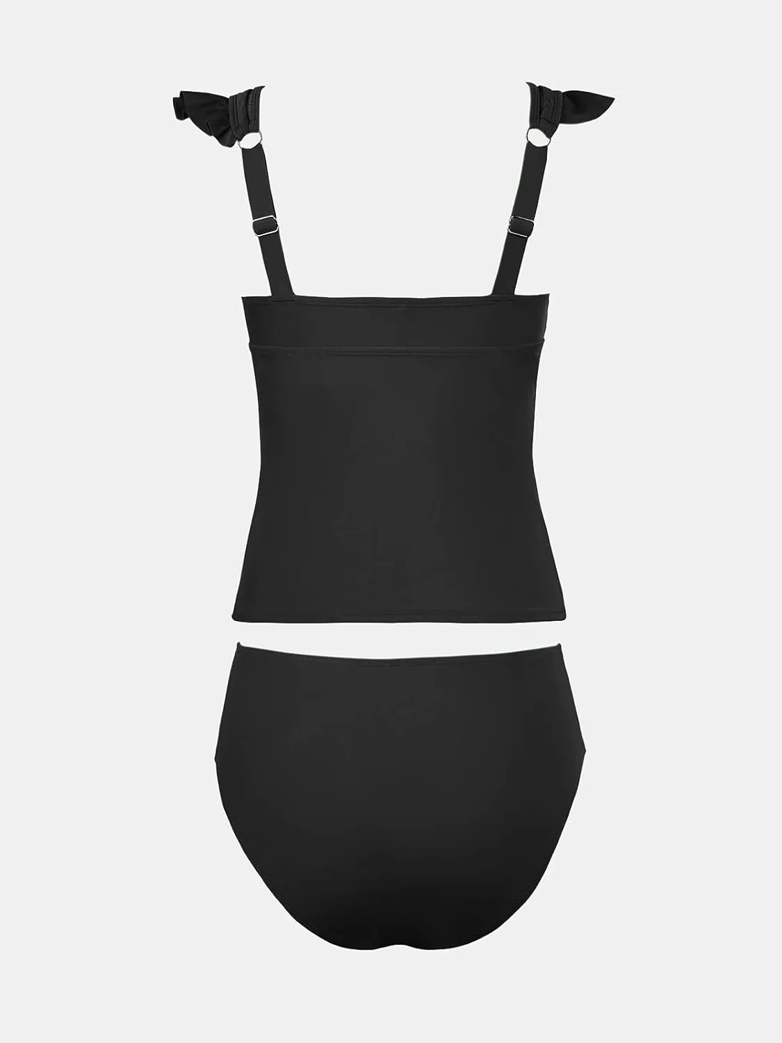 CUPSHE Women's Tankini Sets Two Piece Swimsuit V Neck Ruffled Ruched Tummy Control Ladder Trim (XS-4XL)