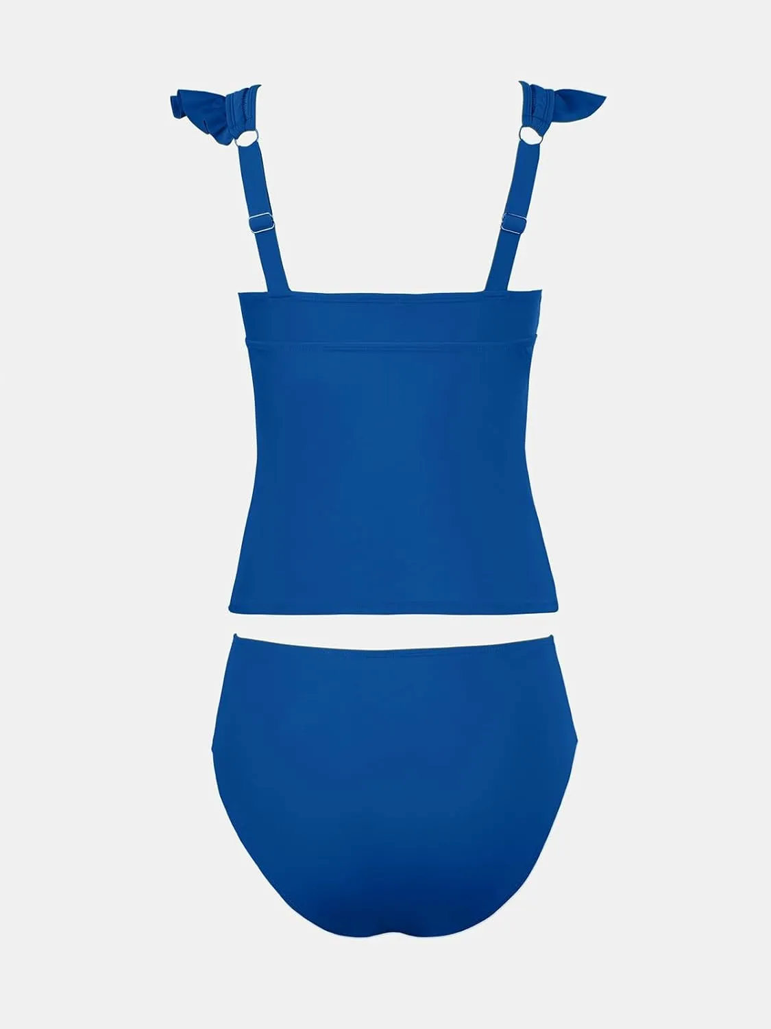 CUPSHE Women's Tankini Sets Two Piece Swimsuit V Neck Ruffled Ruched Tummy Control Ladder Trim (XS-4XL)