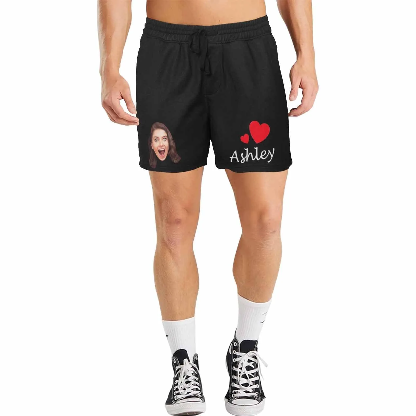 Custom Swimming Trunks with Face & Name Personalized Humorous Men's Quick Dry Swim Shorts with Girlfriend's Face