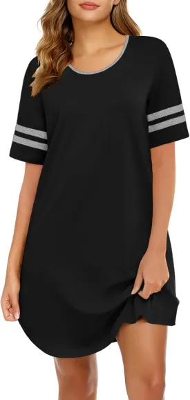 Ekouaer Cotton Nightgowns for Women Short Sleeve Night Shirts for Sleeping Pullover Sleepshirt Soft Nightdress