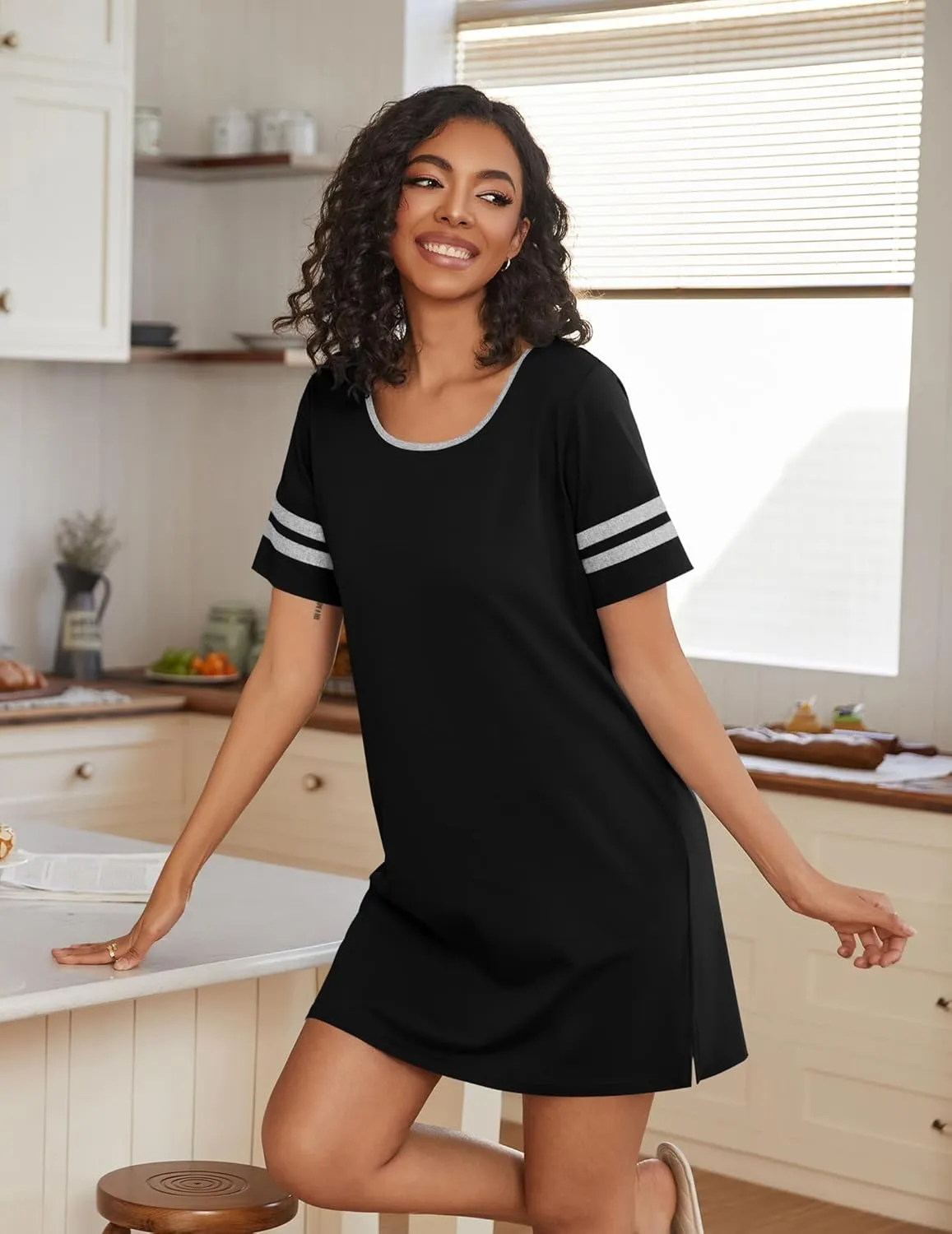 Ekouaer Cotton Nightgowns for Women Short Sleeve Night Shirts for Sleeping Pullover Sleepshirt Soft Nightdress