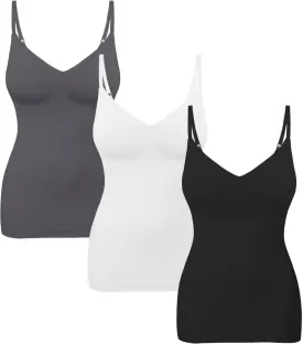 EUYZOU Womens Tummy Control Shapewear Tank Tops Seamless V-Neck Compression Tank Tops Body Shaper Camisole