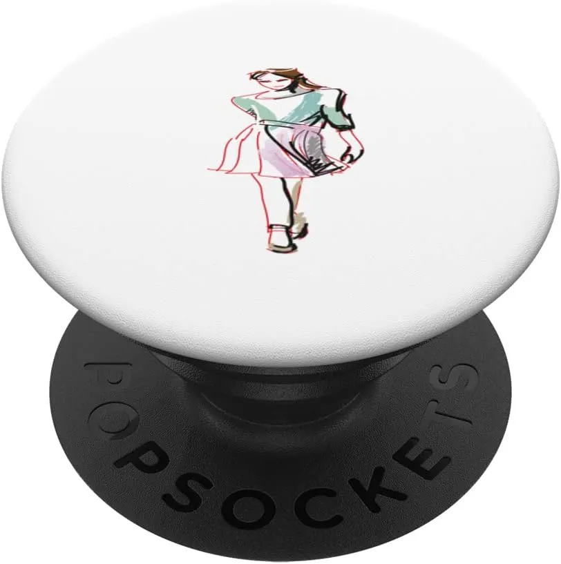 Fashion Hand painted silhouette design Graphic Tee T-Shirt PopSockets Swappable PopGrip
