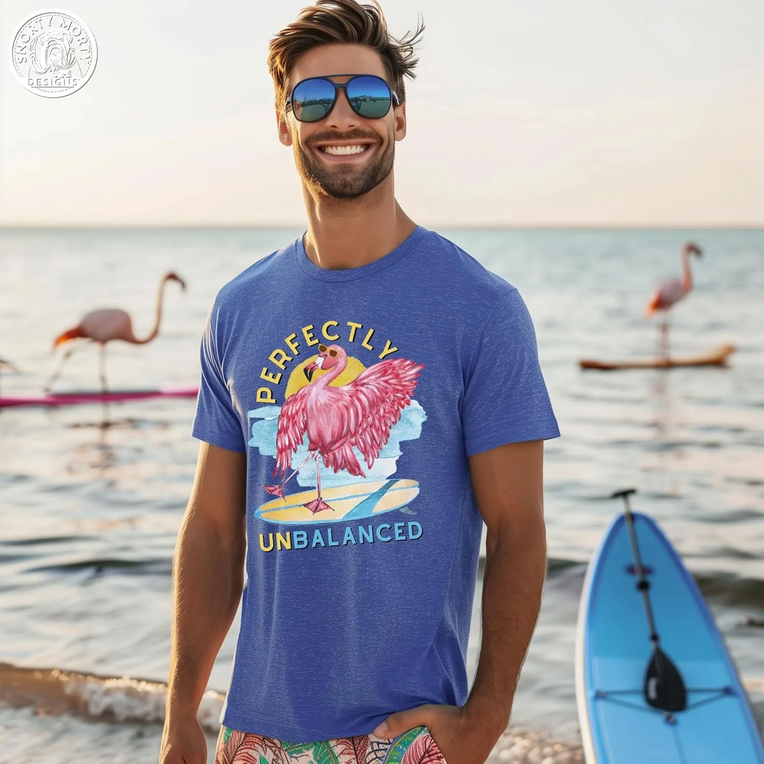Flamingo Paddle Board T-Shirt  Funny Summer Flamingo Tee  Unisex Water Sport Beach Shirt  Bella Canvas Graphic Tee