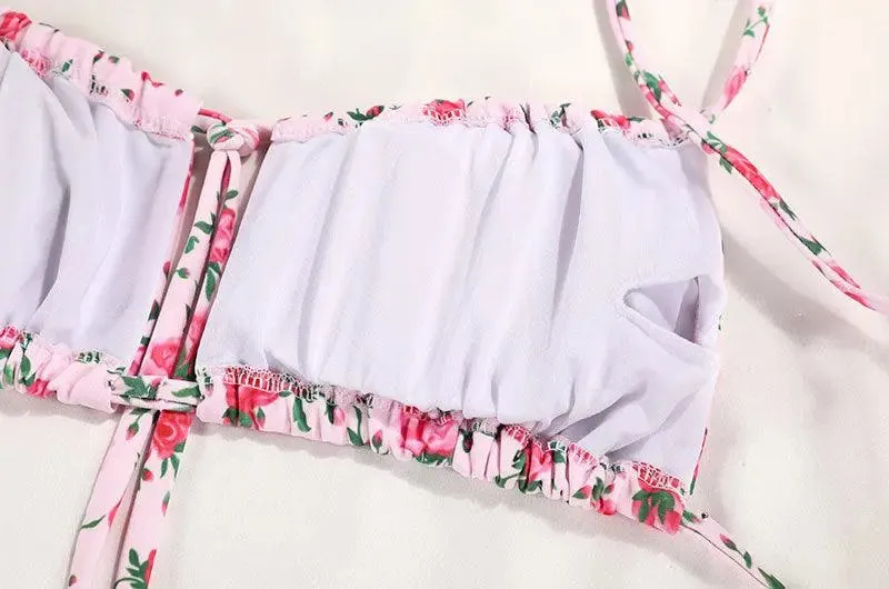 Floral Fantasy Tie Strap Bikini Set
