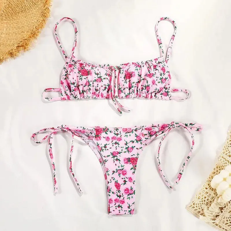 Floral Fantasy Tie Strap Bikini Set