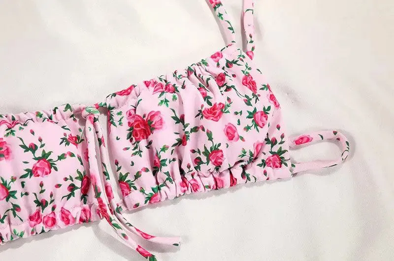 Floral Fantasy Tie Strap Bikini Set