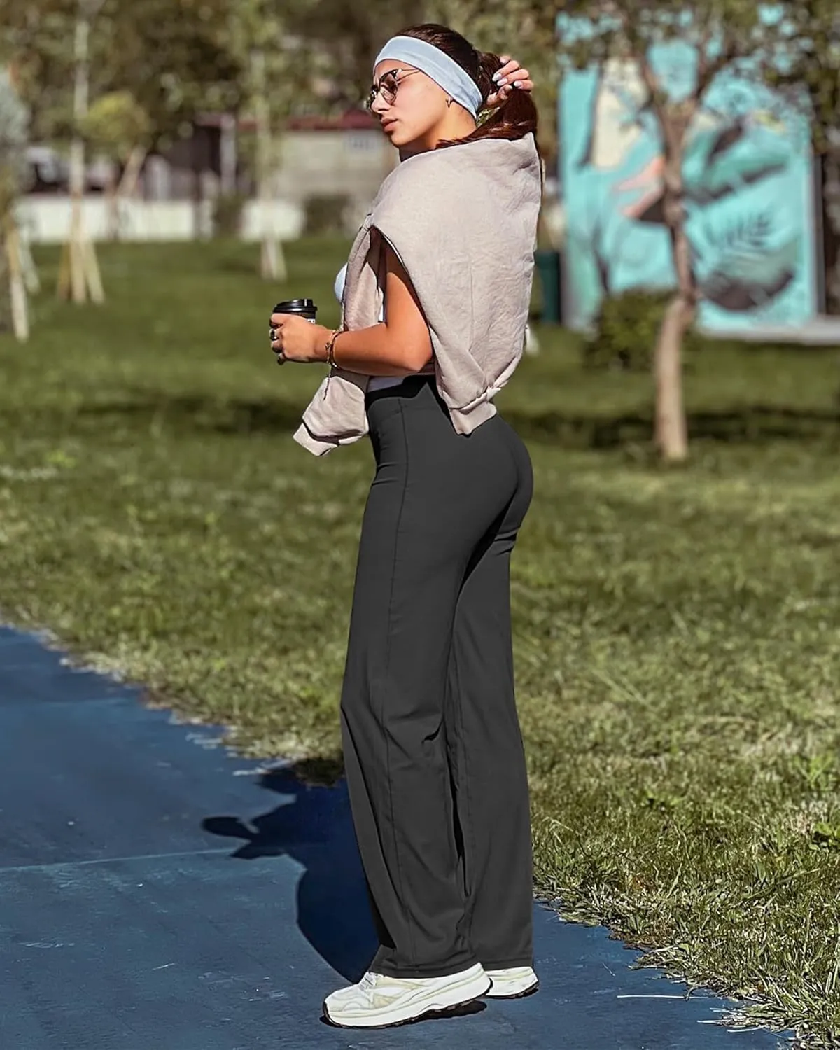 G4Free Barefeel Wide Leg Pants for Women High Waisted Loose Casual Dress Work Yoga Pants 29"/31"/33"