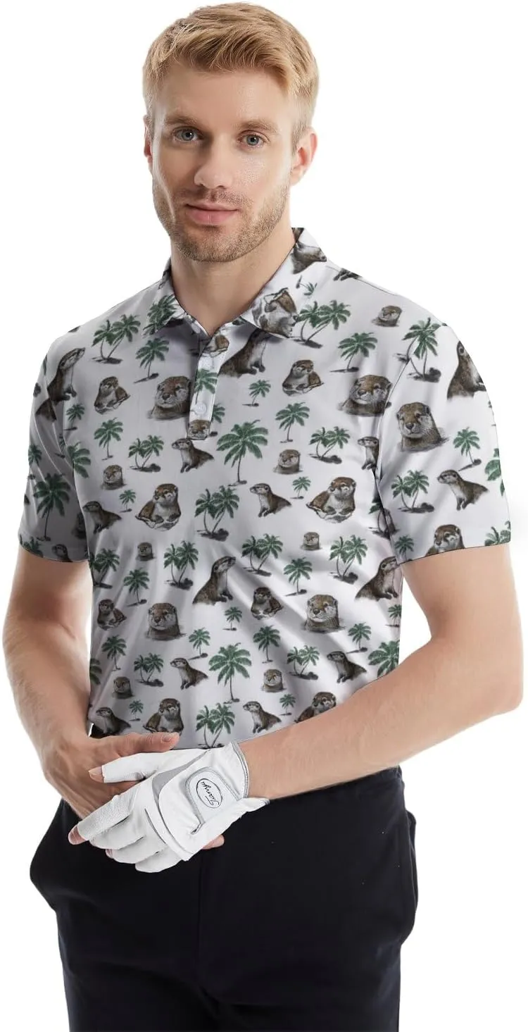 Golf Shirts for Men Funny Golf Polo Shirts Short Sleeve Polo Shirts Moisture Wicking Performance Golf Outfits