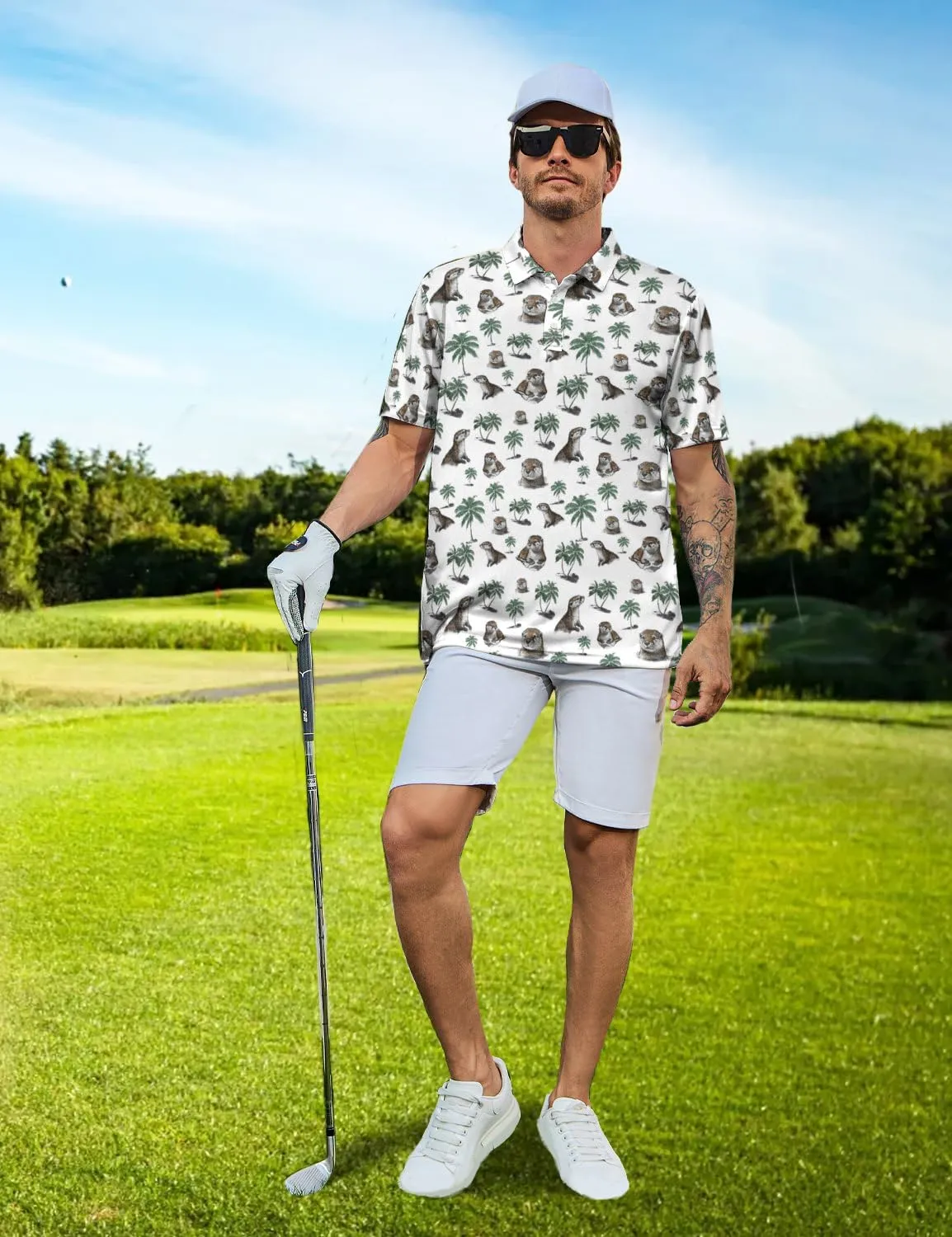 Golf Shirts for Men Funny Golf Polo Shirts Short Sleeve Polo Shirts Moisture Wicking Performance Golf Outfits