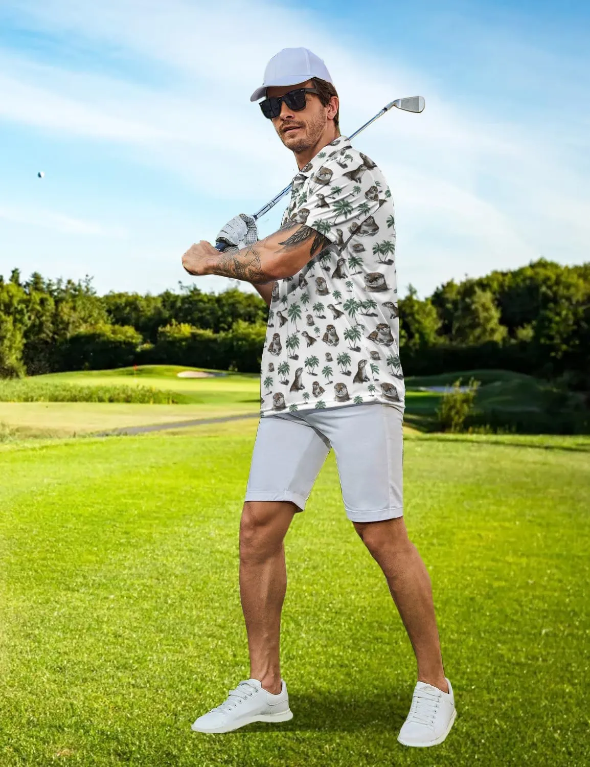 Golf Shirts for Men Funny Golf Polo Shirts Short Sleeve Polo Shirts Moisture Wicking Performance Golf Outfits