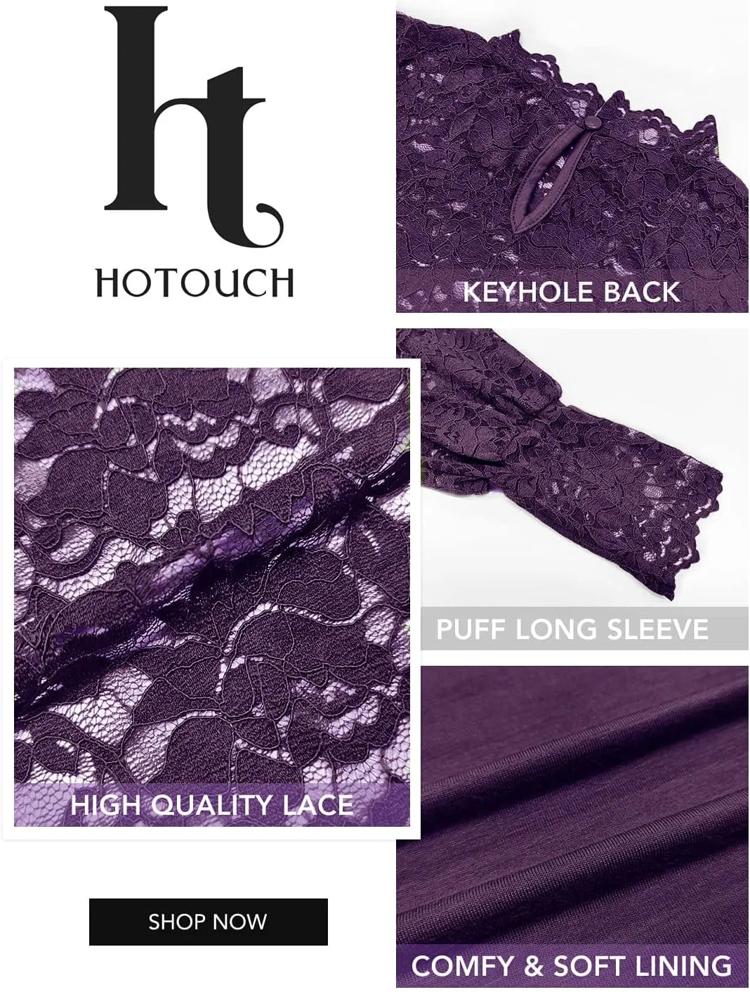 HOTOUCH Womens Lace Tops Sheer Long Sleeve Tops for Women Casual Dressy Blouse Shirt with Camisole 2 PCS Set