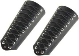HZMAN 2 Pack Unisex Faux Back Leather Gauntlet Wristband Wide Bracer Arm Armor Cuff
