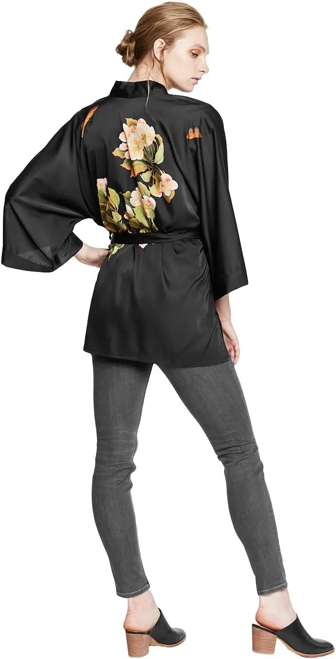 KIM ONO Women's Charmeuse Kimono Jacket - Watercolor Floral