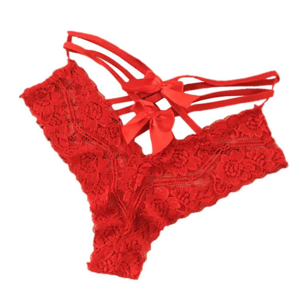 Lace Bow-knot Erotic Silk Briefs Underwears Panties