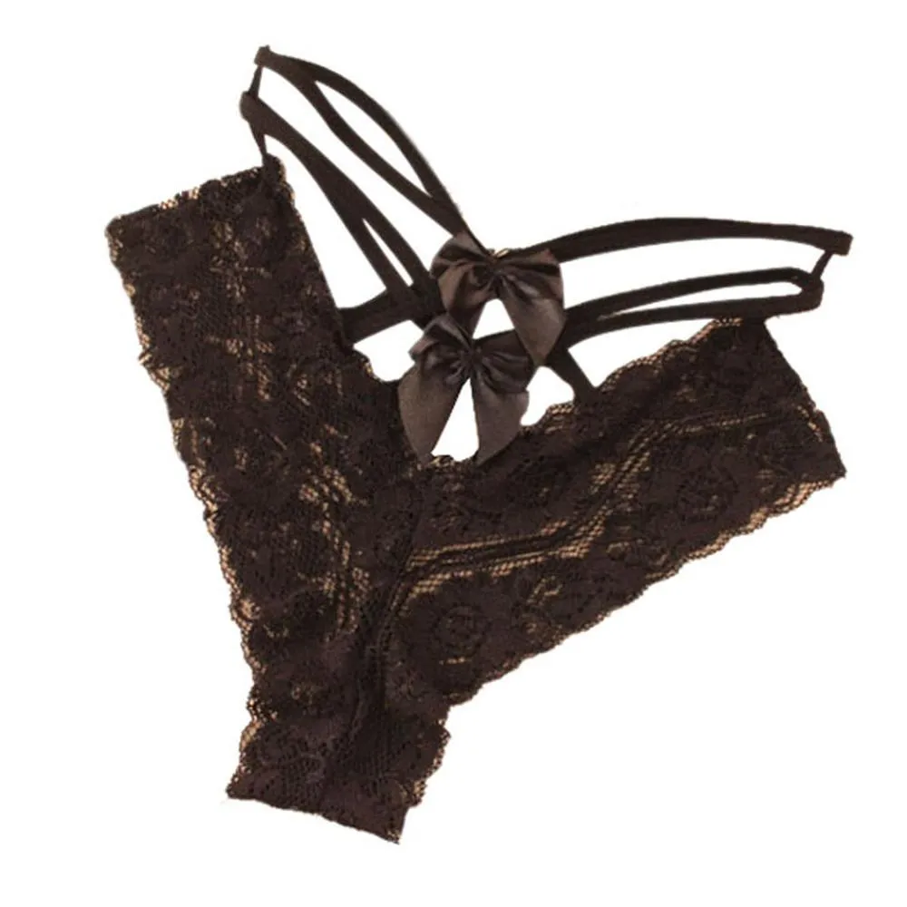 Lace Bow-knot Erotic Silk Briefs Underwears Panties
