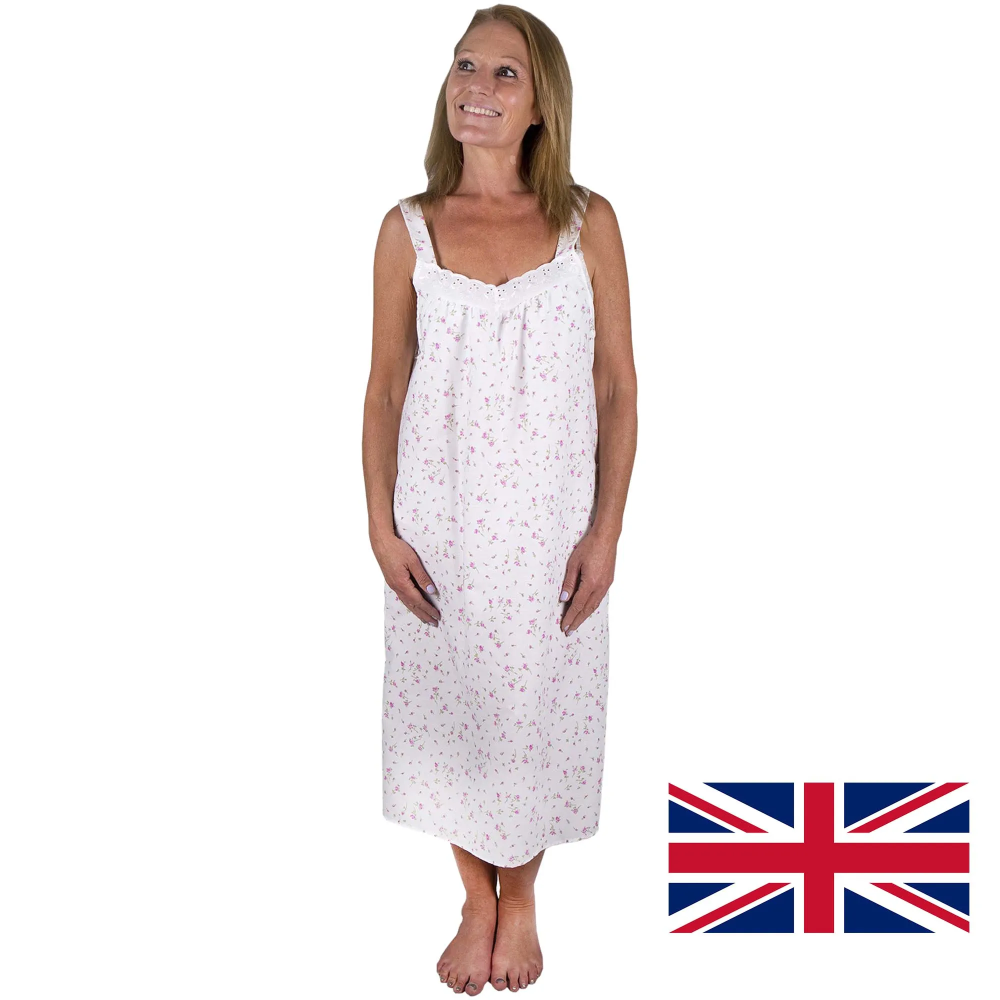 Lady Olga Thin Strap Polycotton Nightdress (British Made)