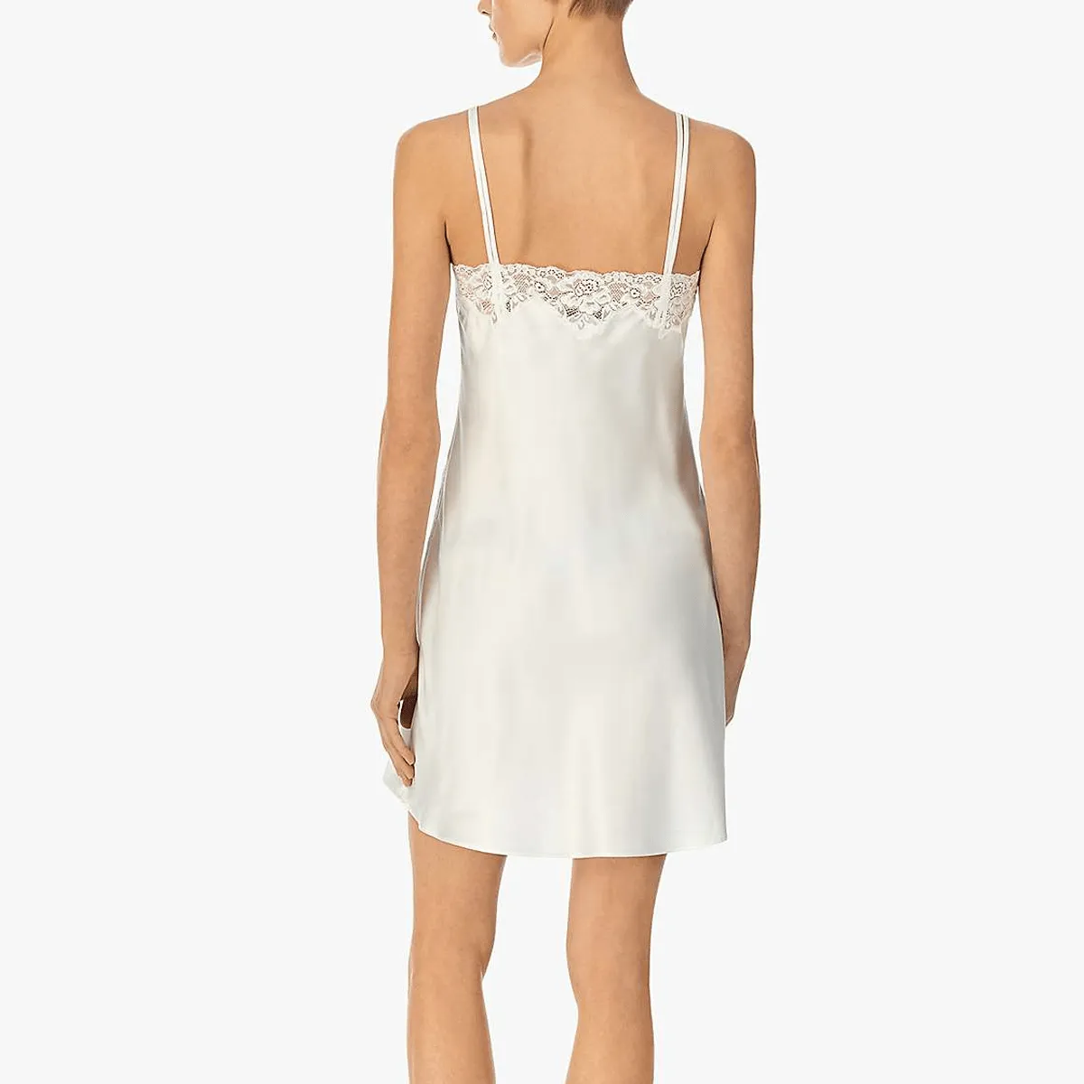Lauren Ralph Lauren Lace Trim Signature Satin Chemise, Ivory