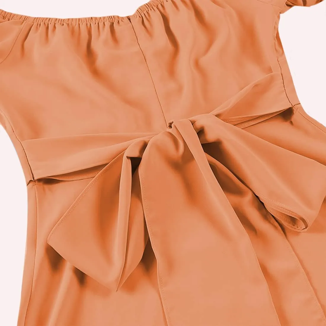 LYANER Women's Off Shoulder Wrap Ruffle Puff Short Sleeve Ruched Tie Back Dress