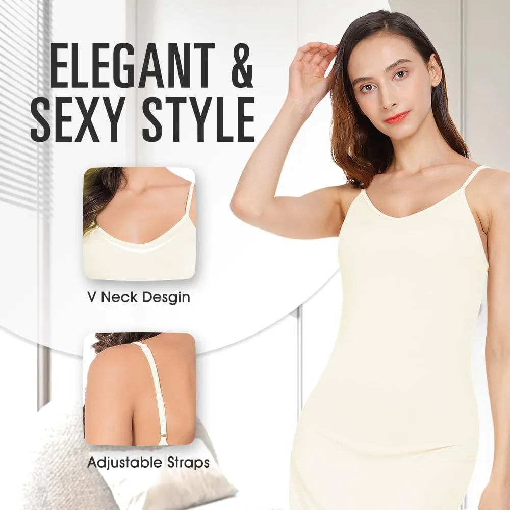 MANCYFIT Long Slips for Under Dresses Full Length Adjustable Spaghetti Strap Nightgown