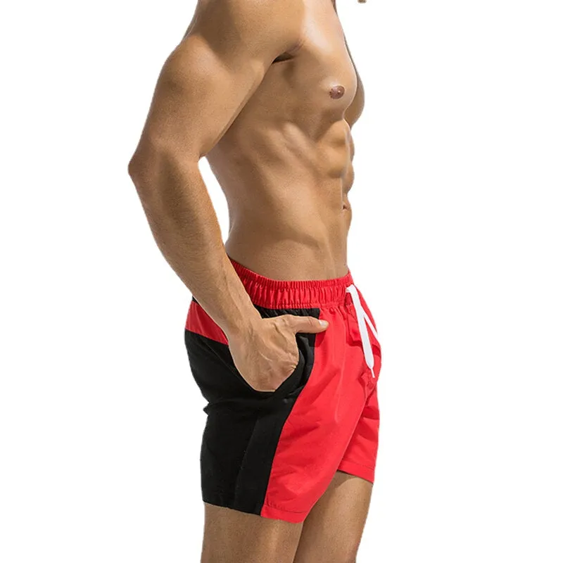 Men's Quick Dry Drawstring Board Shorts - Stitching Design