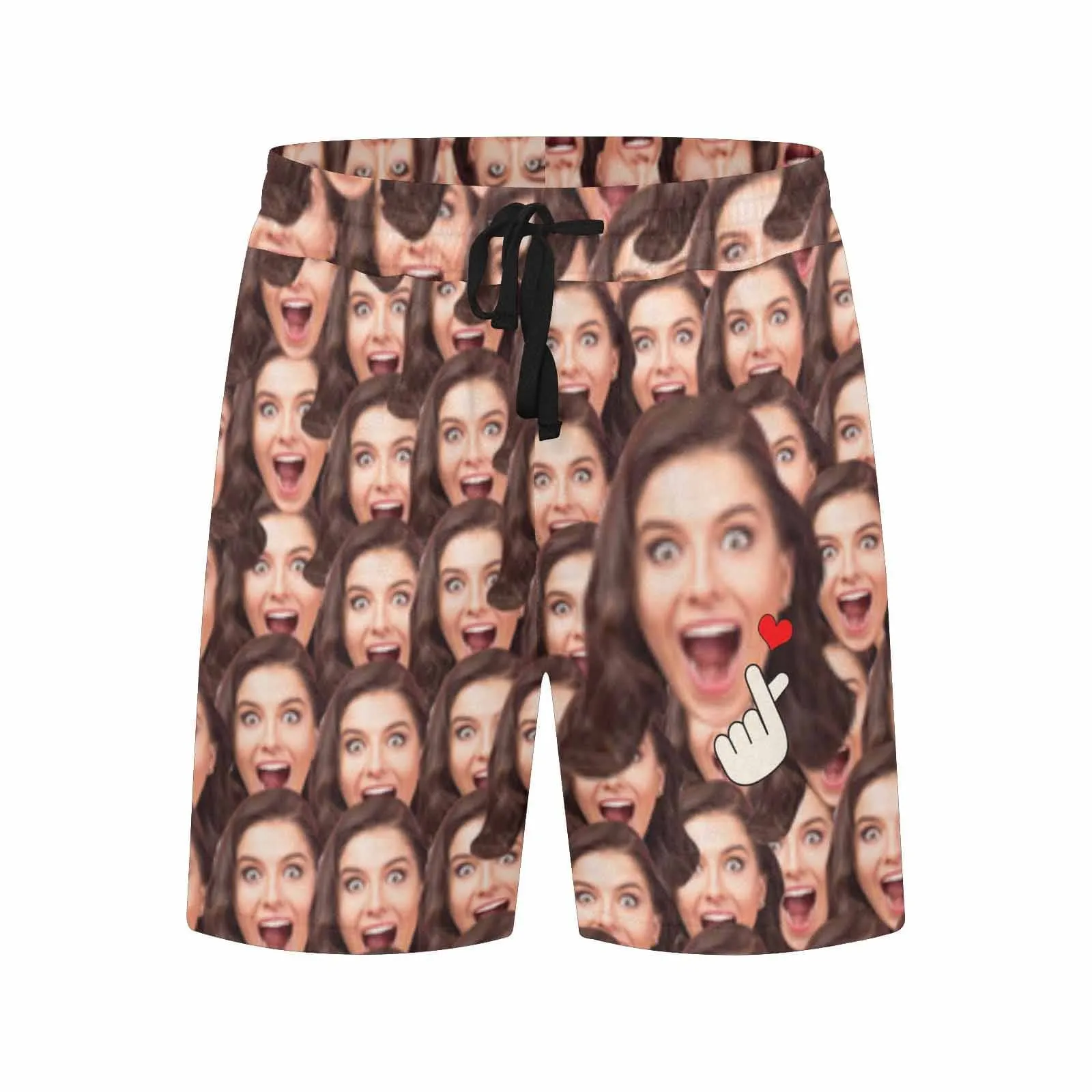 Men's Quick Dry Swim Shorts with Girlfriend's Seamless Face I Love My Girlfriend Swim Trunks for Him