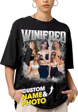 Mit & Mia Custom Bootleg Rap Tee Shirt for Boyfriend Girlfriend Custom Face Tshirt Vintage Graphic Shirt Gift Idea Birthday