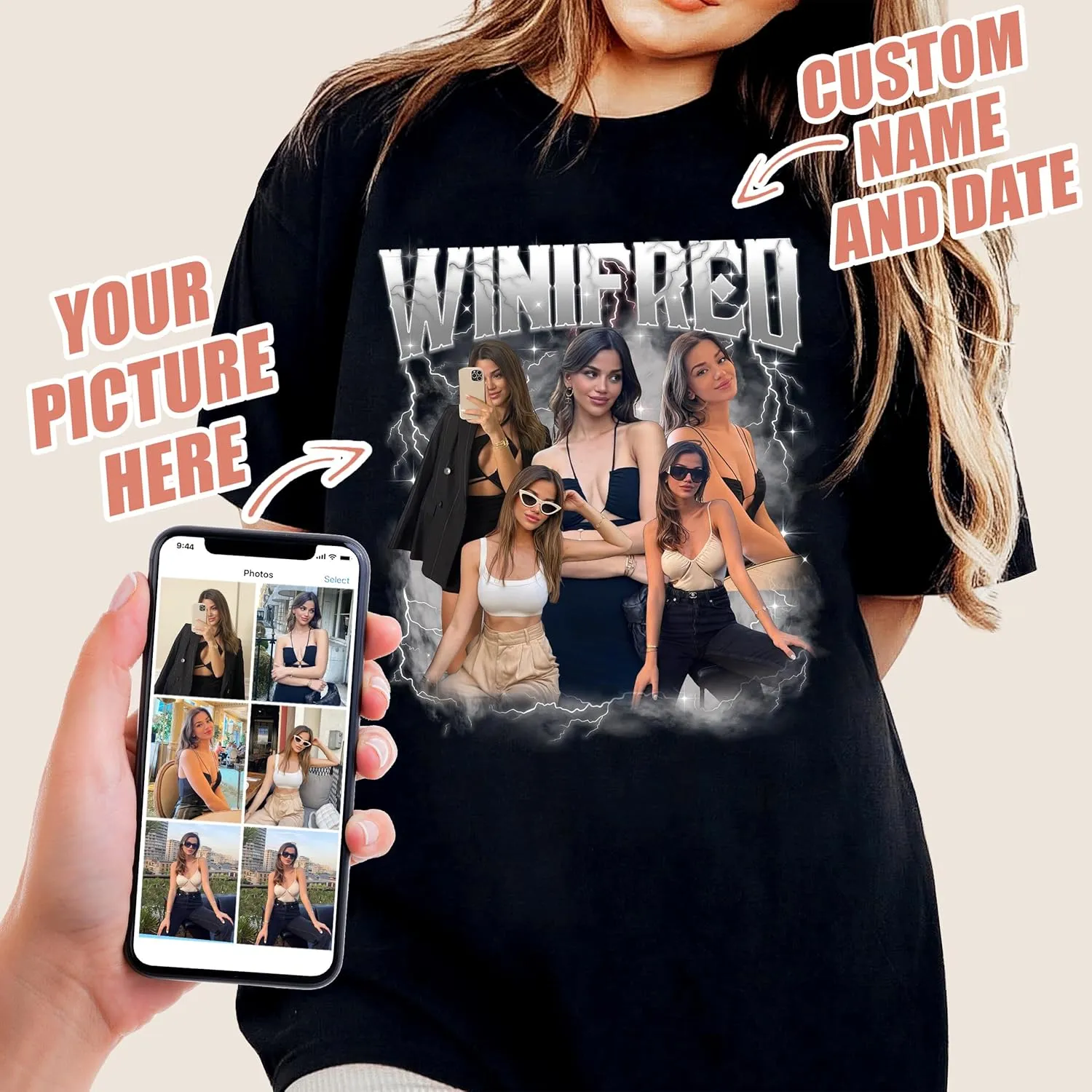 Mit & Mia Custom Bootleg Rap Tee Shirt for Boyfriend Girlfriend Custom Face Tshirt Vintage Graphic Shirt Gift Idea Birthday