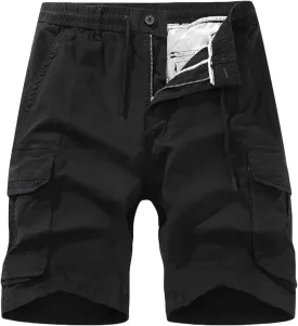 Muscularfit Linen Shorts for Men 2023 Casual Elastic Waist Cargo Short with Pockets Regular and Big & Tall Summer Beach Short