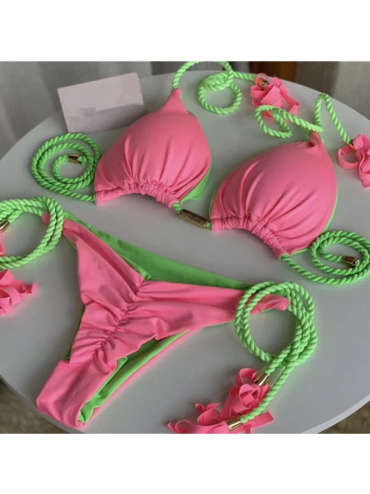 New Open-back Braided Triangle Bikini Swimwear