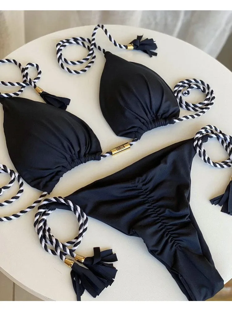 New Open-back Braided Triangle Bikini Swimwear