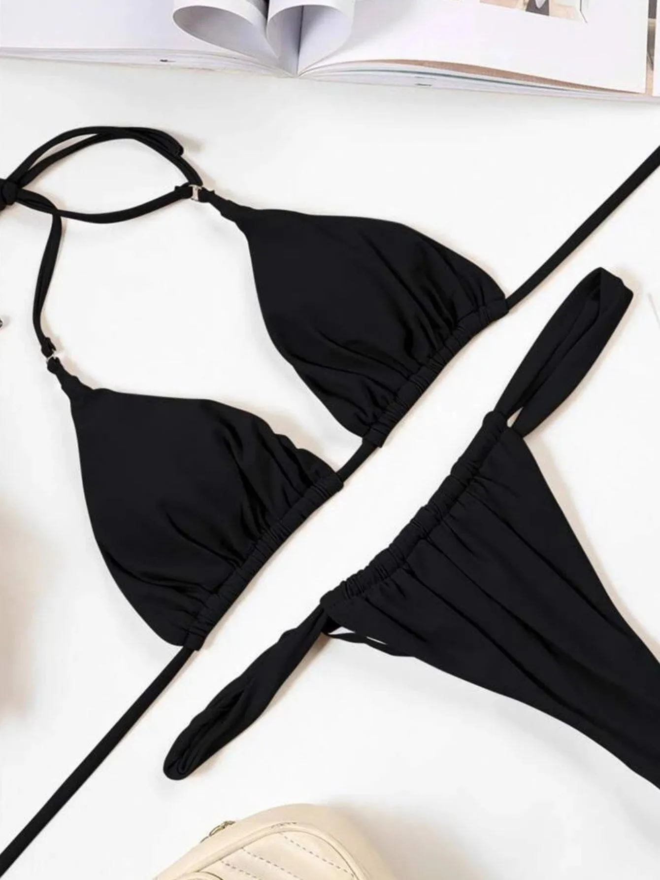 NewBlack Sexy Backless Bikini with Separated Straps Swimsuit