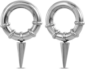 PONWAG 1 Pair Seamless Ear Weight Hoop Gauge Earrings For Stretched Ears Dangle Gauge Hanger 2g 0g 00g Plug Tunnels For Ear Women Body Piercing Jewelry