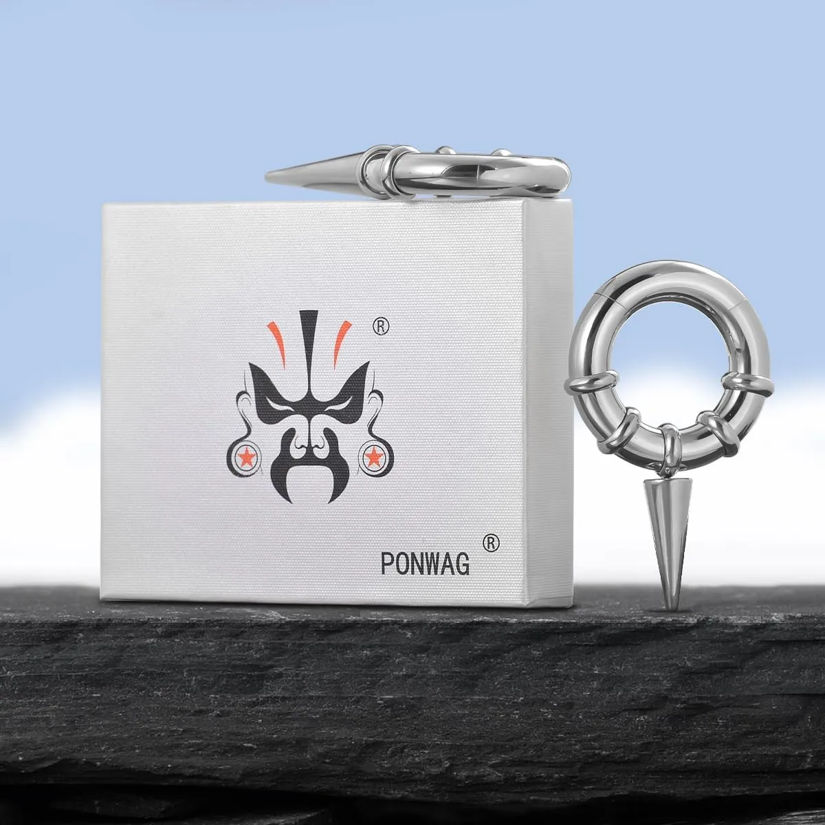 PONWAG 1 Pair Seamless Ear Weight Hoop Gauge Earrings For Stretched Ears Dangle Gauge Hanger 2g 0g 00g Plug Tunnels For Ear Women Body Piercing Jewelry
